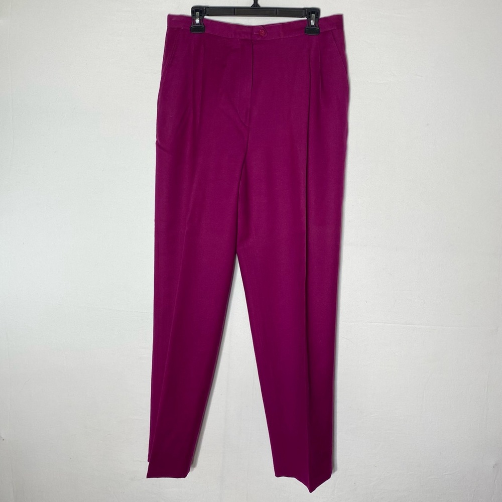 Vintage Gaytown Fuchsia Wool Pleated Front Trouser Pants 12
